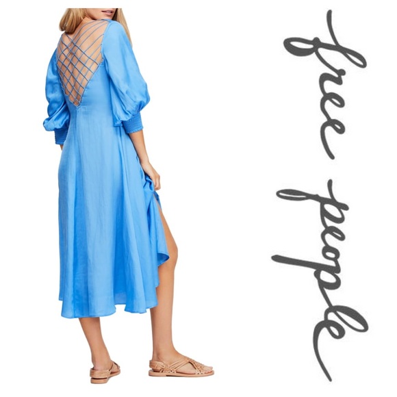 New FP Later Days V-Neck Button Front Midi Dress - Picture 6 of 8